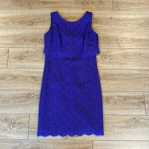 Laundry by Shelli Segal Purple Lace Dress Violetta Sheath Size 4